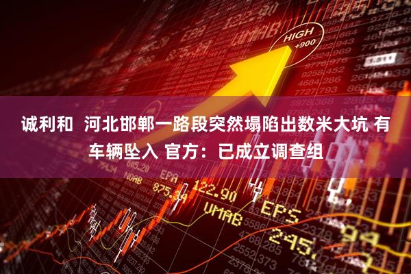 诚利和  河北邯郸一路段突然塌陷出数米大坑 有车辆坠入 官方：已成立调查组