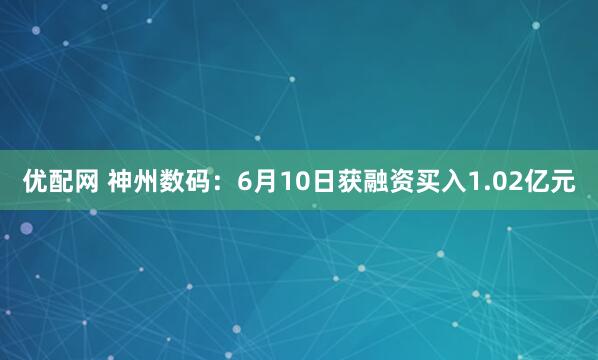 优配网 神州数码：6月10日获融资买入1.02亿元